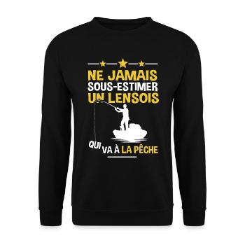Lensois cadeau drôle pêcheur Lens ville - Sweat-shirt Unisexe - noir - Devant - Alina (178cm) & Michal (187cm)