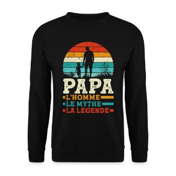Papa l'homme le mythe la légende Cadeau - Sweat-shirt Unisexe - noir - Devant - Alina (178cm) & Michal (187cm)
