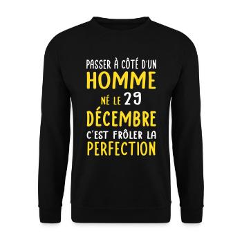 Anniversaire - Né le 29 Décembre Frôler perfection - Sweat-shirt Unisexe - noir - Devant - Alina (178cm) & Michal (187cm)