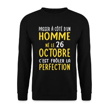 Anniversaire - Né 26 Octobre Frôler perfection - Sweat-shirt Unisexe - noir - Devant - Alina (178cm) & Michal (187cm)