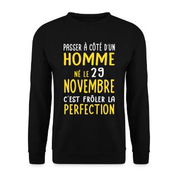 Anniversaire - Né le 29 Novembre Frôler perfection - Sweat-shirt Unisexe - noir - Devant - Alina (178cm) & Michal (187cm)