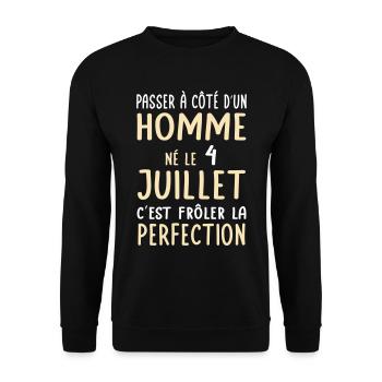 Anniversaire - Né le 4 Juillet Frôler perfection - Sweat-shirt Unisexe - noir - Devant - Alina (178cm) & Michal (187cm)