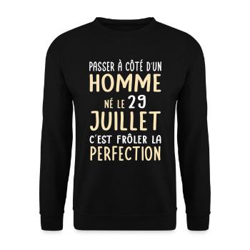 Anniversaire - Né le 29 Juillet Frôler perfection - Sweat-shirt Unisexe - noir - Devant - Alina (178cm) & Michal (187cm)