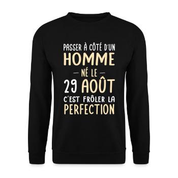 Anniversaire - Né le 29 Août Frôler perfection - Sweat-shirt Unisexe - noir - Devant - Alina (178cm) & Michal (187cm)