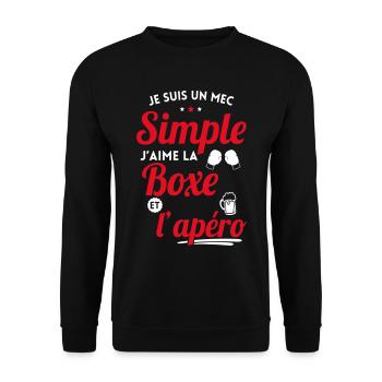 Mec simple aime la boxe et l'apéro cadeau - Sweat-shirt Unisexe - noir - Devant - Alina (178cm) & Michal (187cm)
