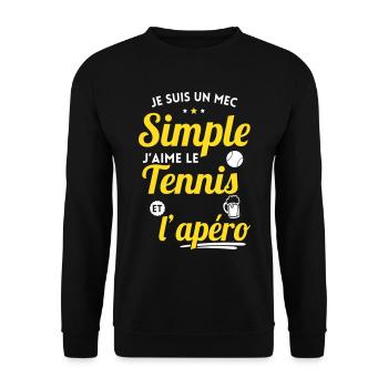 Je suis un mec simple j'aime le tennis et l'apéro - Sweat-shirt Unisexe - noir - Devant - Alina (178cm) & Michal (187cm)