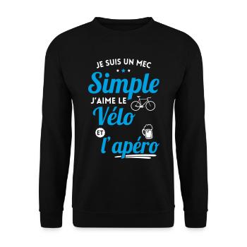 Je suis un mec simple j'aime le vélo et l'apéro - Sweat-shirt Unisexe - noir - Devant - Alina (178cm) & Michal (187cm)