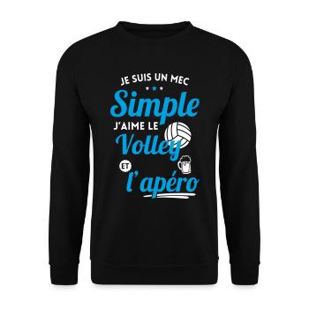 Je suis un mec simple j'aime le volley et l'apéro - Sweat-shirt Unisexe - noir - Devant - Alina (178cm) & Michal (187cm)