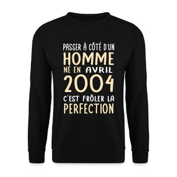 20th Anniversary - Born in April 2004 - Unisex Sweatshirt - black - Front - Alina (178cm) & Michal (187cm)