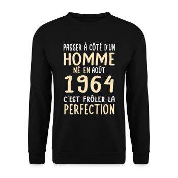 60th Birthday - Born in August 1964 - Unisex Sweatshirt - black - Front - Alina (178cm) & Michal (187cm)