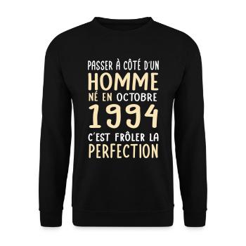 30th Birthday - Born in October 1994 - Unisex Sweatshirt - black - Front - Alina (178cm) & Michal (187cm)