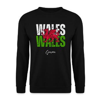 Flagge von Wales, walisischer Stolz - Unisex Pullover - Schwarz - Vorne - Alina (178cm) & Michal (187cm)