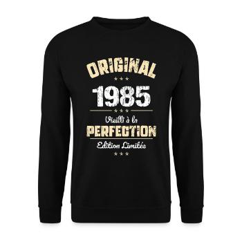 Anniversaire 40 ans - Original - 1985 - Sweat-shirt Unisexe - noir - Devant - Alina (178cm) & Michal (187cm)