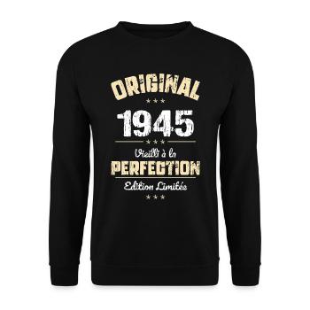 80th Anniversary - Original - 1945 - Unisex Sweatshirt - black - Front - Alina (178cm) & Michal (187cm)
