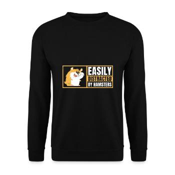 Easily Distracted By Hamsters Animal Lover Hamster - Unisex Pullover - Schwarz - Vorne - Alina (178cm) & Michal (187cm)