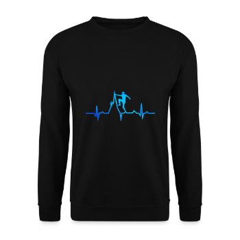 Ecg Heartbeat Graphic Bouldering Mountaineering Bo - Unisex Pullover - Schwarz - Vorne - Alina (178cm) & Michal (187cm)