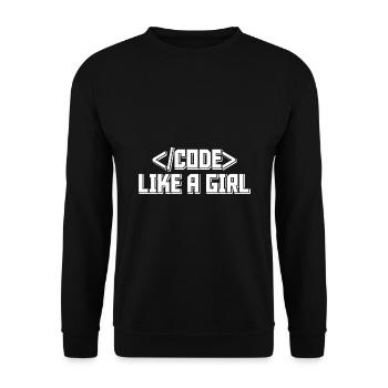 Code Like A Girl Coder Programmer Software Develop - Unisex Pullover - Schwarz - Vorne - Alina (178cm) & Michal (187cm)