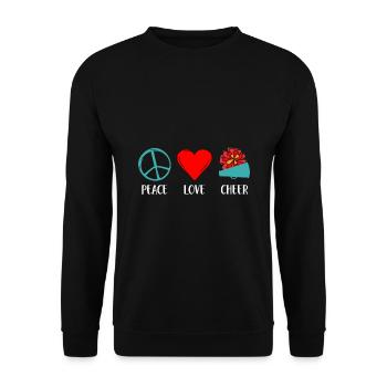 Peace Love Cheer Cheerleading Cheerdance Sports Tu - Unisex Pullover - Schwarz - Vorne - Alina (178cm) & Michal (187cm)