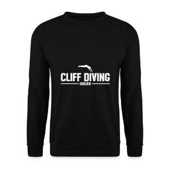 Retro Graphic Cliff Diver Cliff Diving Tombstoning - Unisex Sweatshirt - black - Front - Alina (178cm) & Michal (187cm)