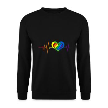 Pride Heart Lgbtq Bisexual Rainbow Love Transgende - Unisex Pullover - Schwarz - Vorne - Alina (178cm) & Michal (187cm)