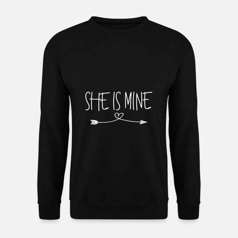 Partnershirts - She is mine - weiß - Unisex Pullover - Schwarz