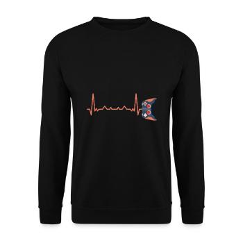 Ecg Heartbeat Video Game Player Gaming Console Pc - Unisex Pullover - Schwarz - Vorne - Alina (178cm) & Michal (187cm)
