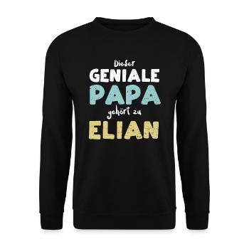 Dieser Geniale Papa Gehört Zu Elian - Unisex Pullover - Schwarz - Vorne - Alina (178cm) & Michal (187cm)