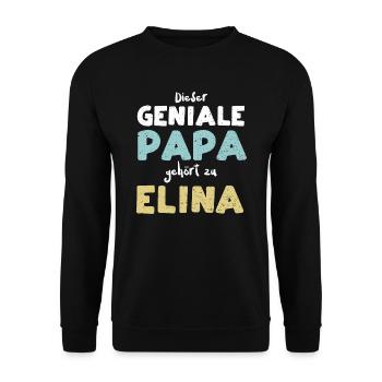 Dieser Geniale Papa Gehört Zu Elina - Unisex Pullover - Schwarz - Vorne - Alina (178cm) & Michal (187cm)