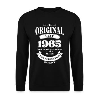 Vintage Original Design Geburtstag Jahrgang 1965 - Unisex Pullover - Schwarz - Vorne - Alina (178cm) & Michal (187cm)