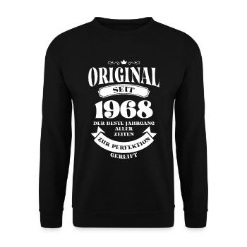 Vintage Original Design Geburtstag Jahrgang 1968 - Unisex Pullover - Schwarz - Vorne - Alina (178cm) & Michal (187cm)