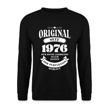 Vintage Original Design Geburtstag Jahrgang 1976 - Unisex Pullover - Schwarz - Vorne - Alina (178cm) & Michal (187cm)