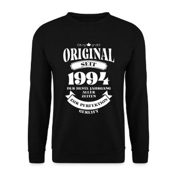 Vintage Original Design Geburtstag Jahrgang 1994 - Unisex Pullover - Schwarz - Vorne - Alina (178cm) & Michal (187cm)