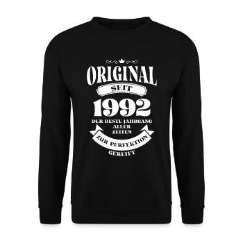 Vintage Original Design Geburtstag Jahrgang 1992 - Unisex Pullover - Schwarz - Vorne - Alina (178cm) & Michal (187cm)