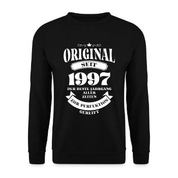 Vintage Original Design Geburtstag Jahrgang 1997 - Unisex Pullover - Schwarz - Vorne - Alina (178cm) & Michal (187cm)