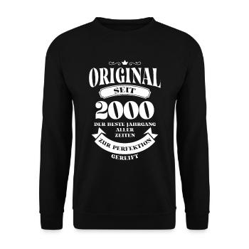 Vintage Original Design Geburtstag Jahrgang 2000 - Unisex Pullover - Schwarz - Vorne - Alina (178cm) & Michal (187cm)