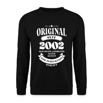 Vintage Original Design Geburtstag Jahrgang 2002 - Unisex Pullover - Schwarz - Vorne - Alina (178cm) & Michal (187cm)
