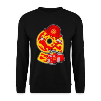Feuerwehrmann 9. Geburtstagsparty Nummer 9 - 9 Jah - Unisex Pullover - Schwarz - Vorne - Alina (178cm) & Michal (187cm)