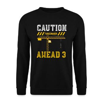 Caution Threenager ahead 3 - Unisex Sweatshirt - black - Front - Alina (178cm) & Michal (187cm)
