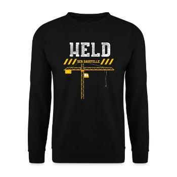 Held Der Baustelle - Unisex Pullover - Schwarz - Vorne - Alina (178cm) & Michal (187cm)