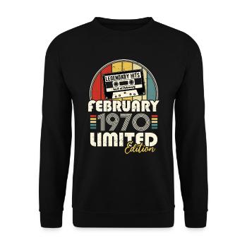 Février 1970 Vintage Anniversaire Rétro Cadeau - Sweat-shirt Unisexe - noir - Devant - Alina (178cm) & Michal (187cm)