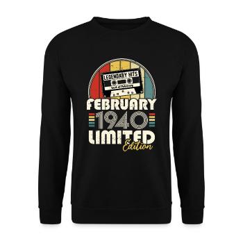 Februar 1940 Vintage Geburtstag Retro Geschenk - Unisex Pullover - Schwarz - Vorne - Alina (178cm) & Michal (187cm)