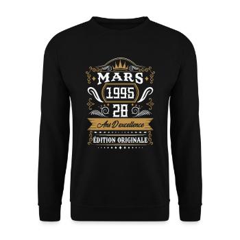 Mars 1995 28 Ans Rétro Cadeau D'anniversaire - Sweat-shirt Unisexe - noir - Devant - Alina (178cm) & Michal (187cm)