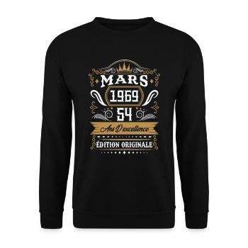 Mars 1969 54 Ans Rétro Cadeau D'anniversaire - Sweat-shirt Unisexe - noir - Devant - Alina (178cm) & Michal (187cm)