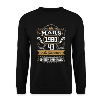 Mars 1980 43 Ans Rétro Cadeau D'anniversaire - Sweat-shirt Unisexe - noir - Devant - Alina (178cm) & Michal (187cm)