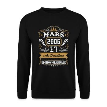 Mars 2006 17 Ans Rétro Cadeau D'anniversaire - Sweat-shirt Unisexe - noir - Devant - Alina (178cm) & Michal (187cm)