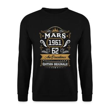 Mars 1961 62 Ans Rétro Cadeau D'anniversaire - Sweat-shirt Unisexe - noir - Devant - Alina (178cm) & Michal (187cm)