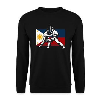 Eskrima - Filipino Martial Arts Geschenk - Unisex Pullover - Schwarz - Vorne - Alina (178cm) & Michal (187cm)