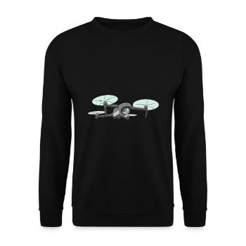 Retro Graphic Drone Flying Quadcopter Pilot RC Dro - Unisex Sweatshirt - black - Front - Alina (178cm) & Michal (187cm)