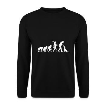 Retro Evolution Labrador Retriever Lab Hunde Apportieren - Unisex Pullover - Schwarz - Vorne - Alina (178cm) & Michal (187cm)