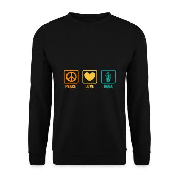 Peace Love Boba Graphic Tea Lover Tea Drinker Bubb - Unisex Pullover - Schwarz - Vorne - Alina (178cm) & Michal (187cm)